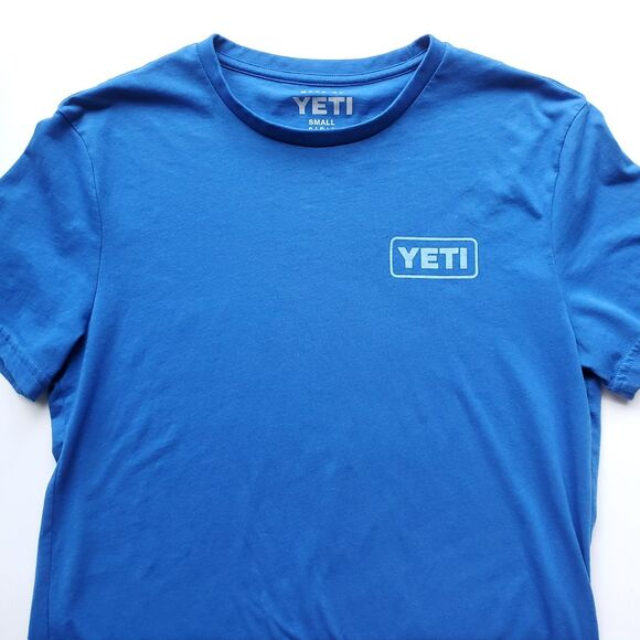 YETI Shirt Size S Blue Austin Texas Built for the Wild Camping Hiking Gym Casual - Picture 2 of 11